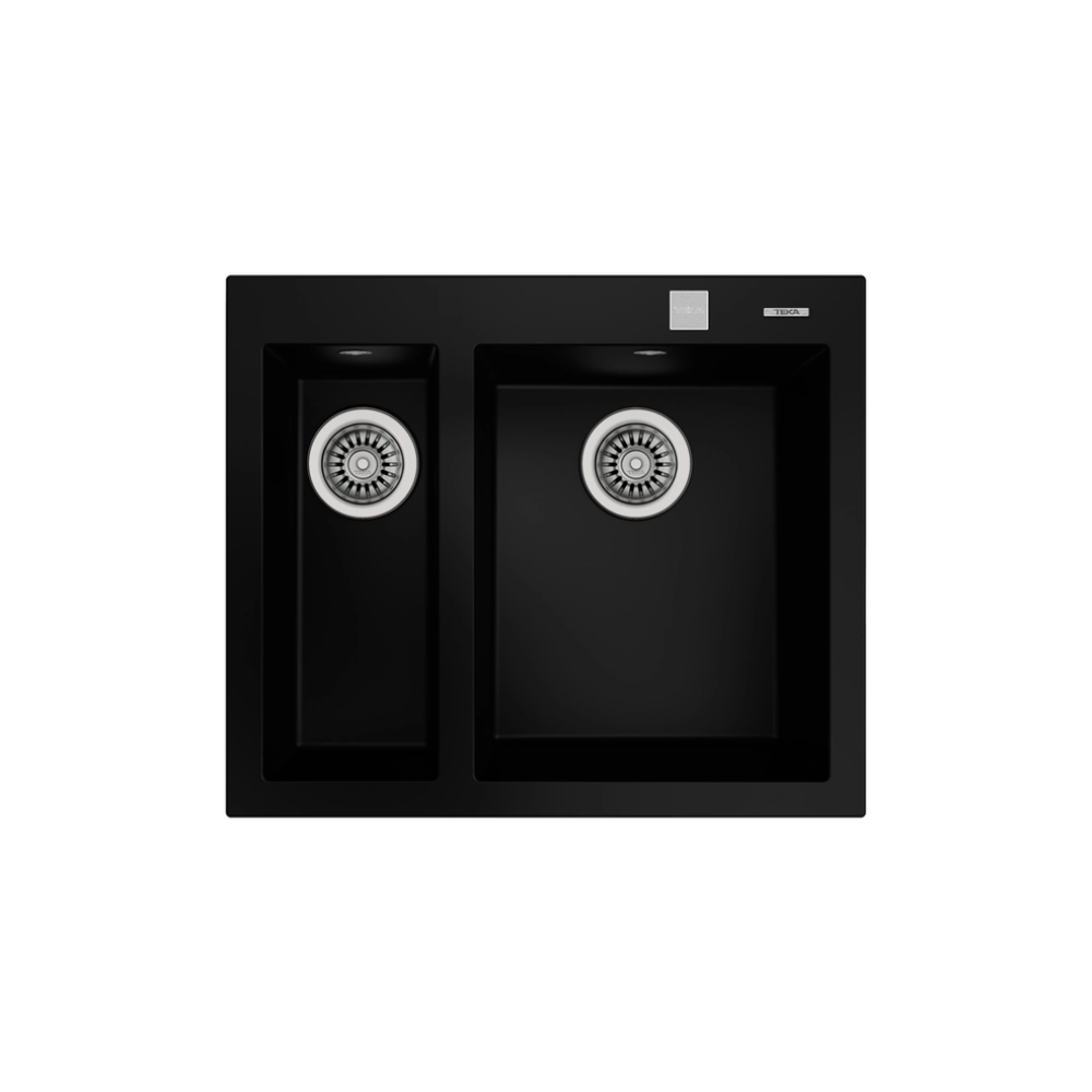 Teka FORSQUARE 590 TG Çift Hazneli Tezgahüstü/TezgahaSıfır Black / Siyah Granit Evye