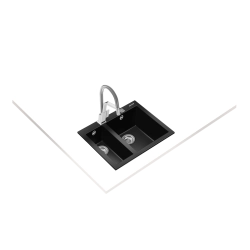 Teka FORSQUARE 590 TG Çift Hazneli Tezgahüstü/TezgahaSıfır Black / Siyah Granit Evye