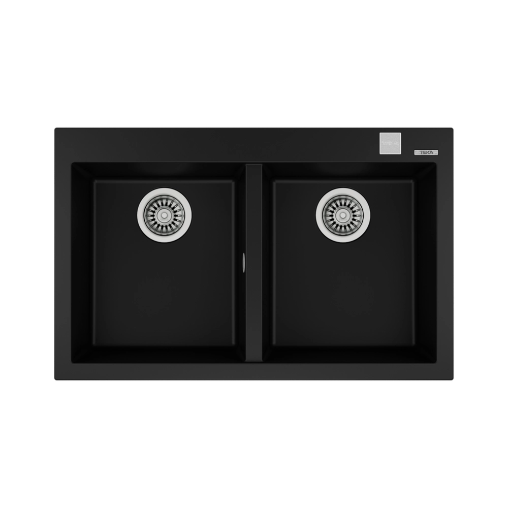 Teka FORSQUARE 790 TG Çift Hazneli Tezgahüstü/TezgahaSıfır Black / Siyah Granit Evye