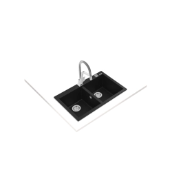 Teka FORSQUARE 790 TG Çift Hazneli Tezgahüstü/TezgahaSıfır Black / Siyah Granit Evye