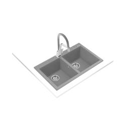 Teka FORSQUARE 790 TG Çift Hazneli Tezgahüstü/TezgahaSıfır Stone Grey Granit Evye