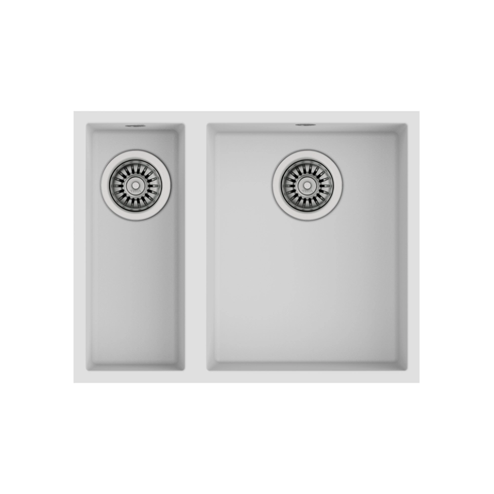 Teka SQUARE 560 TG 1.5 Gözlü Tezgah Altı Damlalıksız Granit White / Beyaz Evye