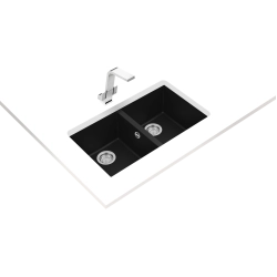 Teka SQUARE 760 TG 2 Gözlü  Tezgahaltı Damlalıksız Granit Black / Siyah Eviye 