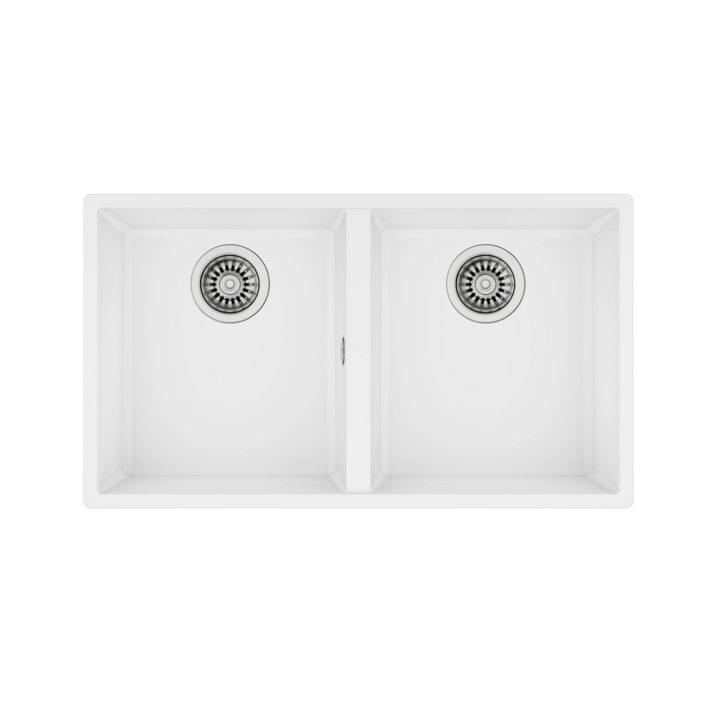 Teka SQUARE 760 TG 2 Gözlü  Tezgahaltı Damlalıksız Granit White / Beyaz Eviye 