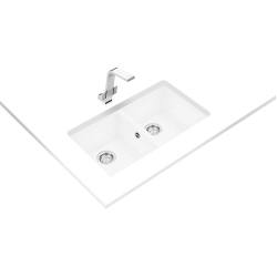 Teka SQUARE 760 TG 2 Gözlü  Tezgahaltı Damlalıksız Granit White / Beyaz Eviye 